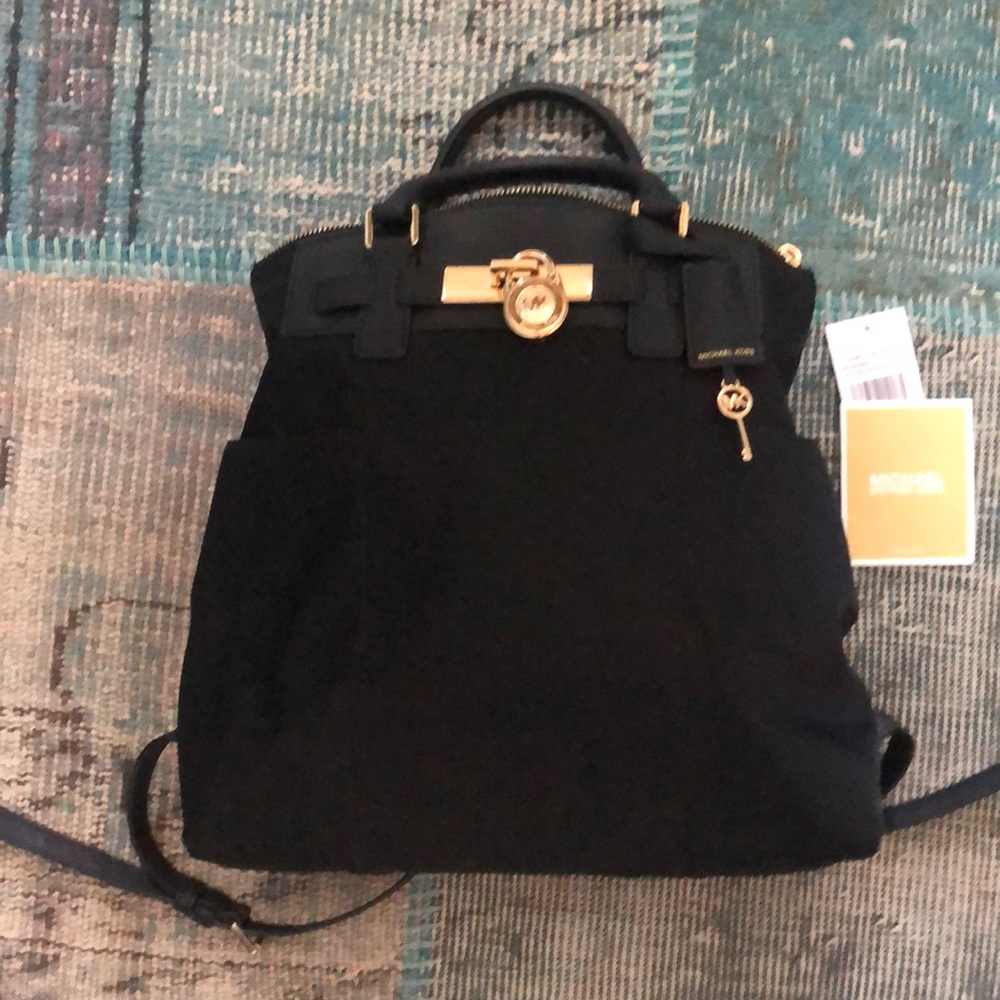 MICHAEL KORS Hamilton Nylon Convertible Backpack Tote Black